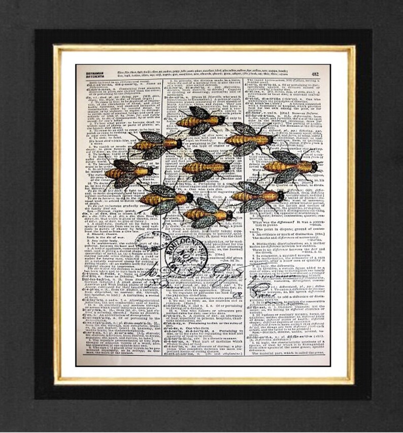 French Bee Art Print Honey Bee Art Prints Honey BeeMixed | Etsy