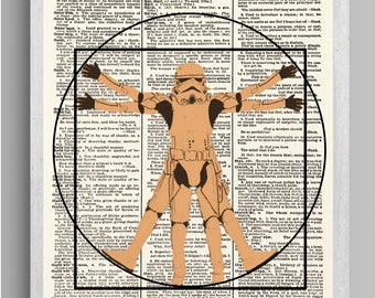 Stormtrooper, Vitruvius Man Star Wars,  Stormtrooper, Stormtrooper Fan, Gift for Star Wars Fan, 8x10, Dictionary Page, Dictionary Art