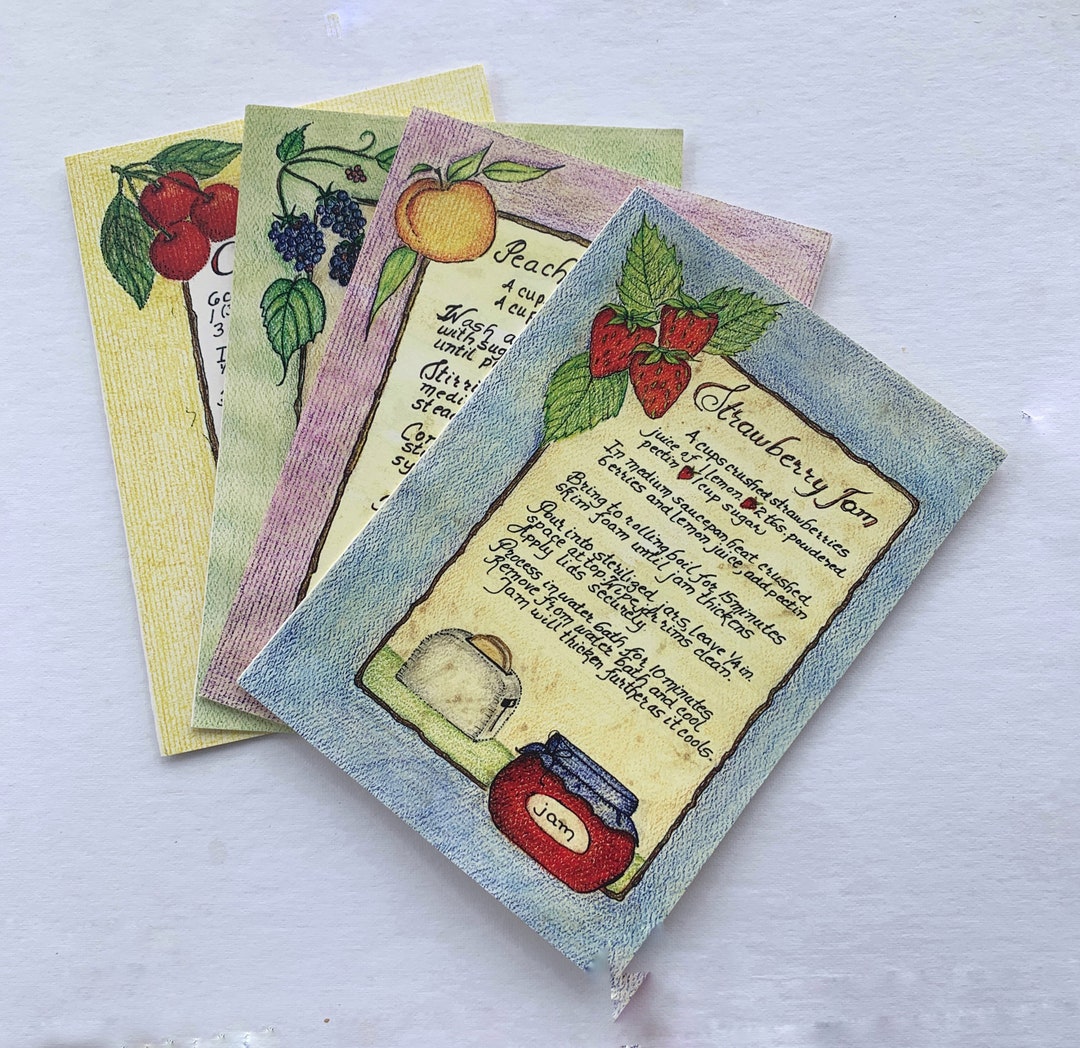 Note Cards With Food Recipes / Vintage Recipe Note Cards / Greeting ...