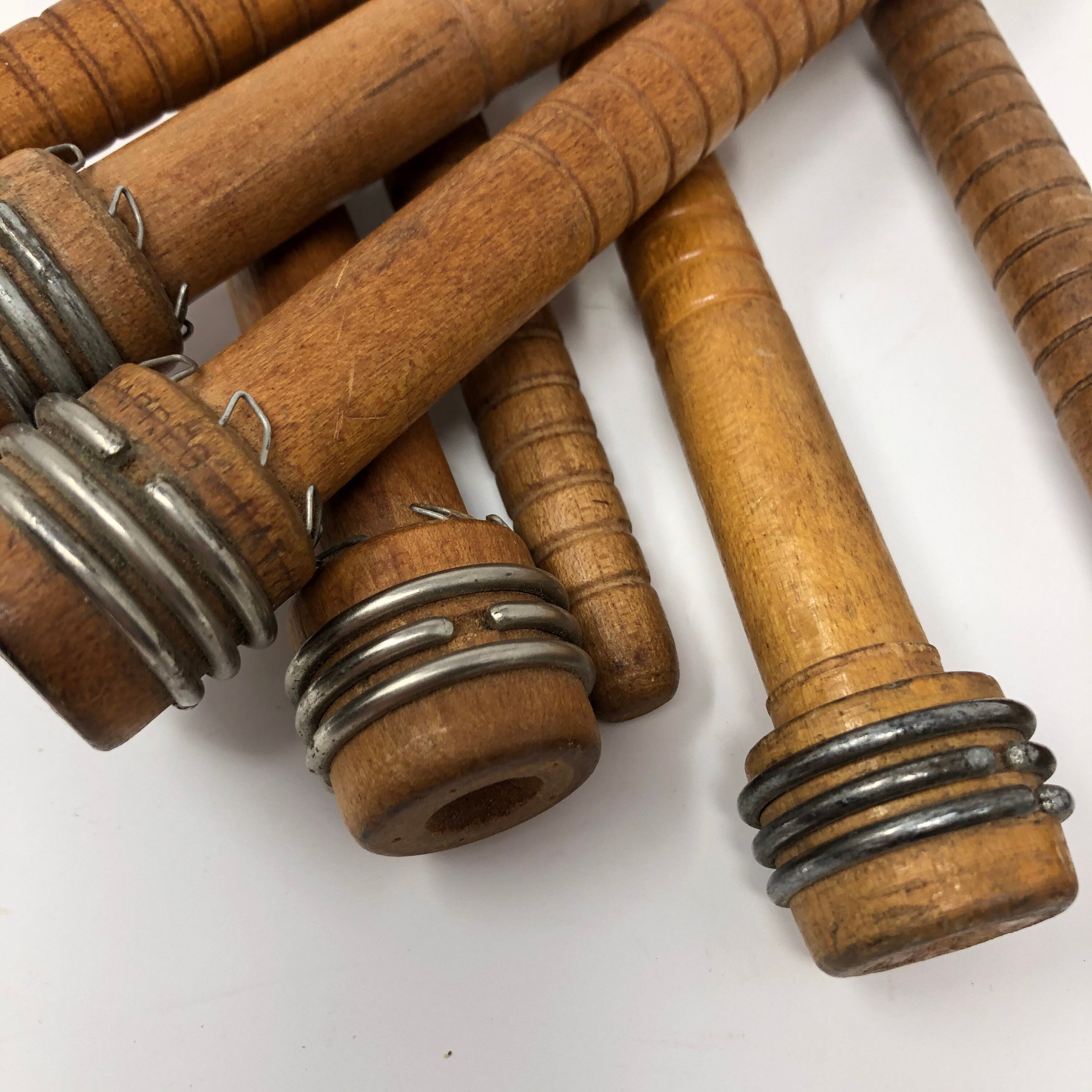 Wood Industrial Bobbins Spindles Set of 8 Etsy