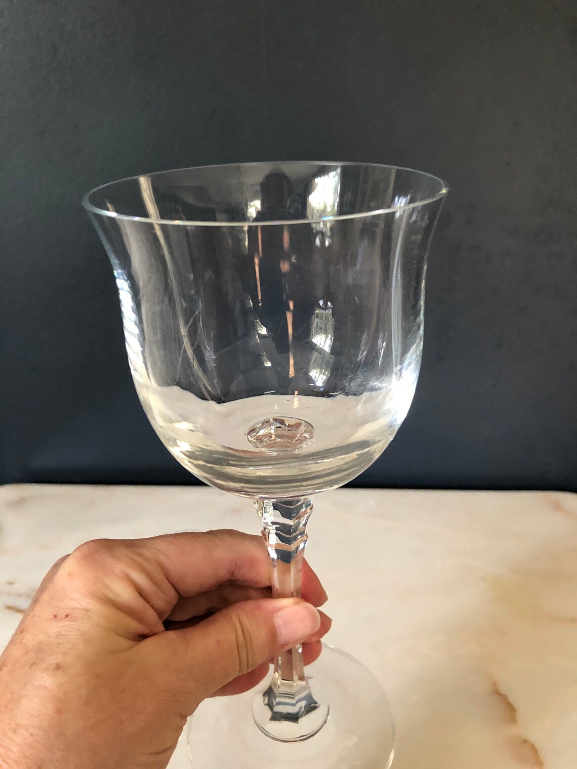 Vintage Lead Crystal Water Goblet Etsy