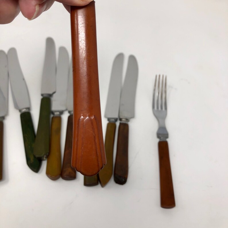 Bakelite Flatware Assorted Brown to Dark Green Set of 10 1 Etsy