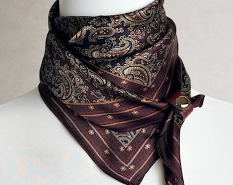 Seidenschal aus Maulbeerseide: Burgunderrotes Paisley-Einstecktuch/Kopftuch, 55 cm, Unisex, Seidenhalstuch für Oma, Bräutigam, Hochzeitsgeschenk