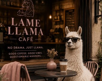 Lame Llama Café – Ready-Made Fictional Coffee Shop Brand Kit | Film, TV, Set Dressing & Creative Projects