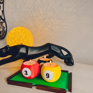 Biljartbal kaarsenhouder set