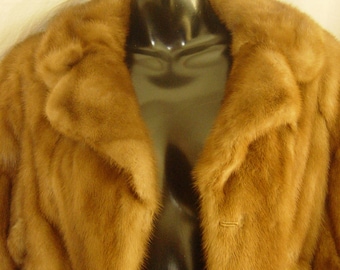 Vintage 1950's Mink Fur Jacket: Glamorous Brown Satin Lined Coat (UK 10-14)