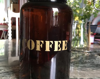 Stor brun glaskanna i vintagestil - Kaffekanna i brunt glas - Mid Century Livsmedelsbutik