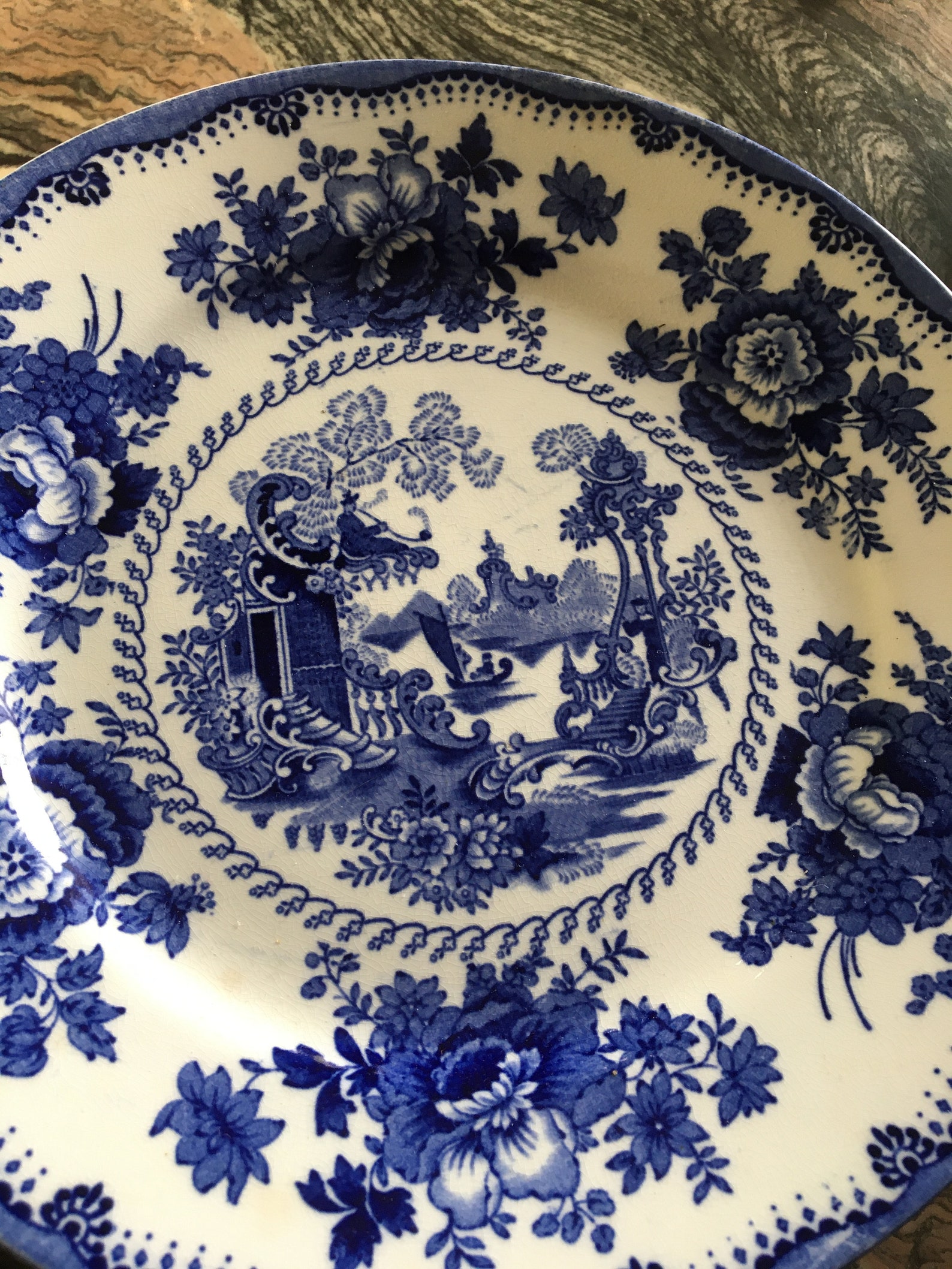 Antique 18th Century 4 Medium Size Dinner Plates Plymouth Nankin