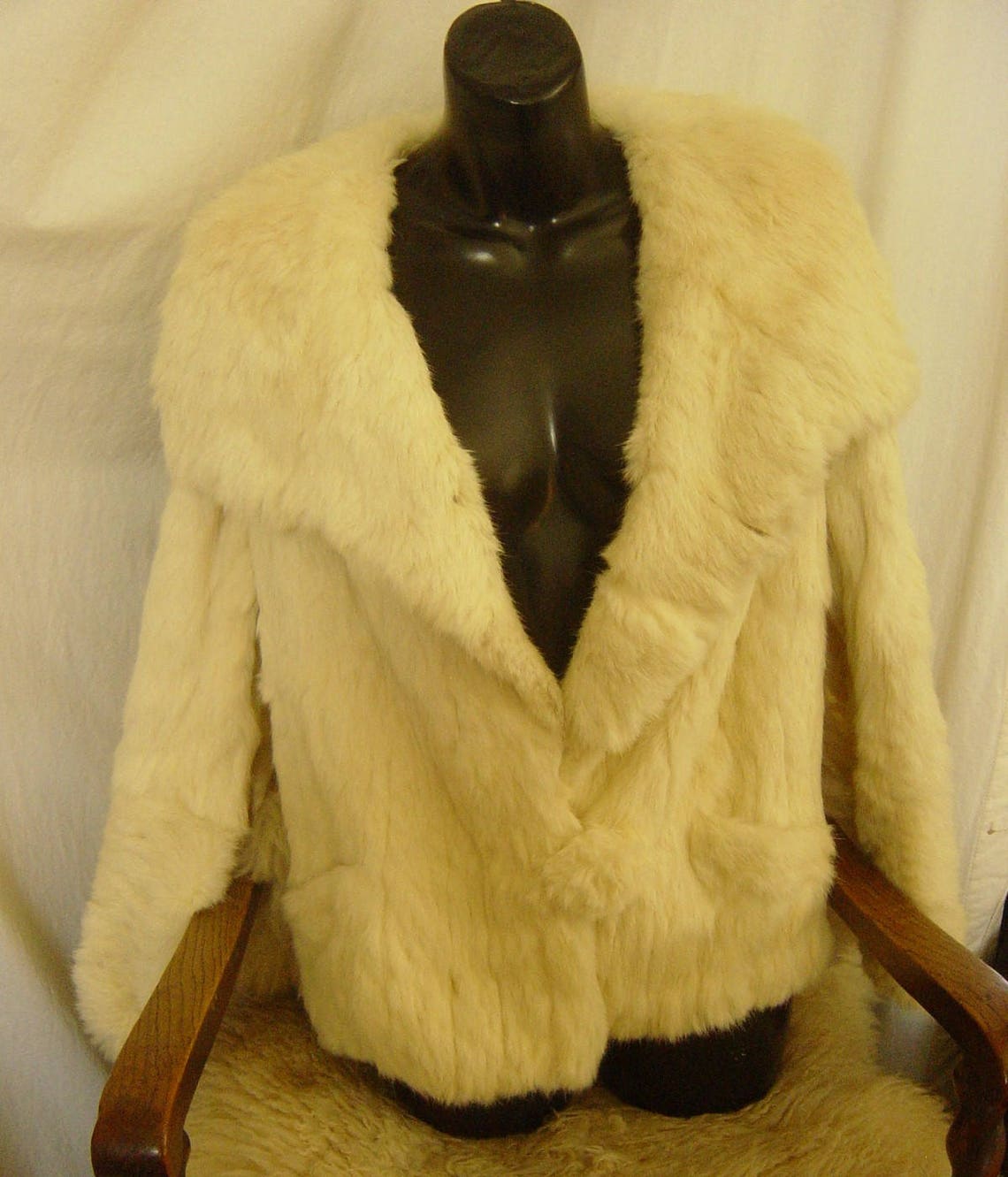 Vintage White Ermine Fur Jacket With Huge Fur Collar From Etsy