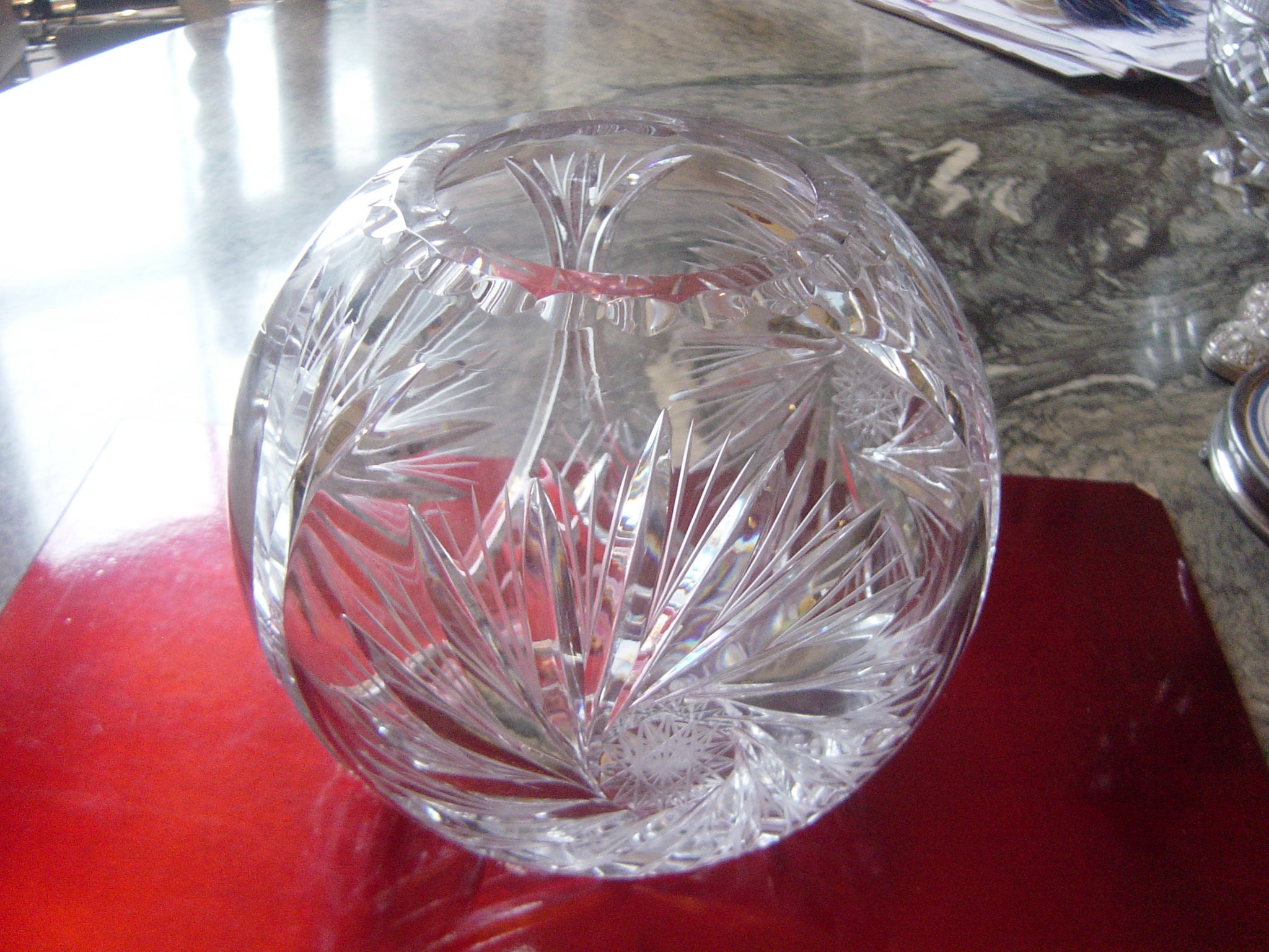 Incredible Vintage Large Heavy Cut Glass Vase Crystal Rose Etsy Uk