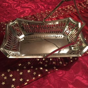 Antique Decorative Silver Fruit Basket Serving Dish Silver Plate Mid century