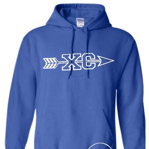 XC Pfeil Cross Country Herbst Herbst Sport Gildan 18500 Unisex Heavy Blend Kapuzen-Sweatshirt Schulspiele Track Bekleidung