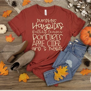 Personalized Fall T-Shirt: Pumpkins, Hayrides, Bonfires - Bella Canvas 3001