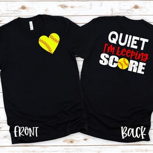 Quiet I&#39;m Keeping Score Scorekeeper Softball Baseball Team Sports School T-shirt Apparel Bella Canvas 3001 Short Sleeve Unisex