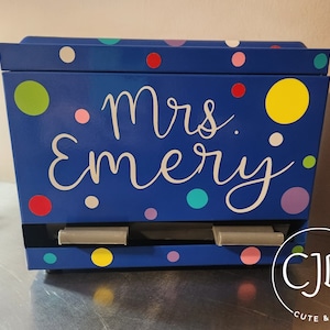 Personalized Custom Teacher Name Monogram Pencil Dispenser School Classroom Holder Container Office Appreciation Gift Idea