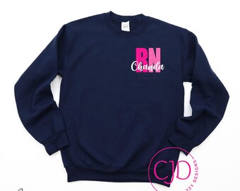 Nurse Personalized Custom RN Name Gildan 18000 Unisex Heavy Blend Crewneck Sweatshirt Gildan 18500 Hoodie Gift