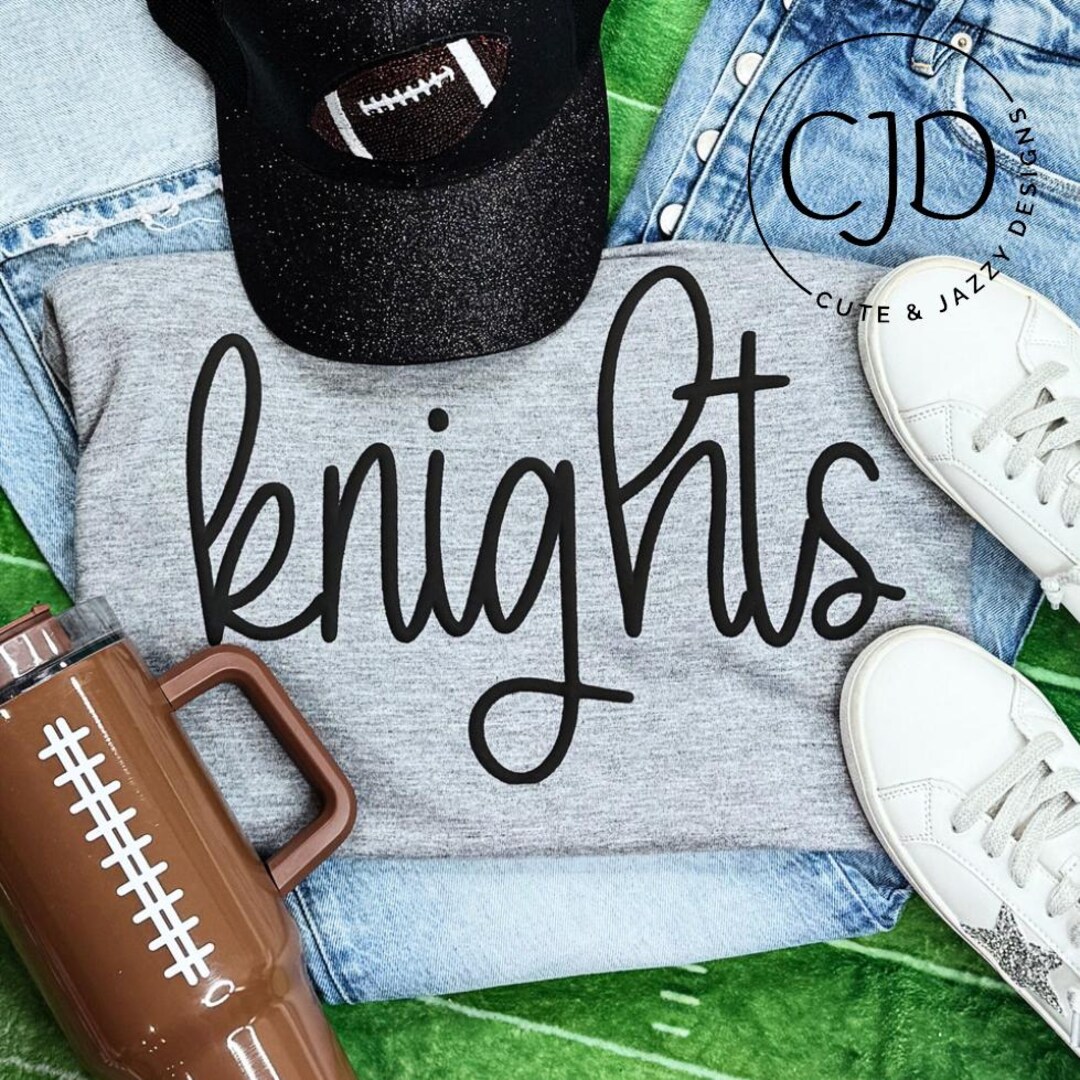 Knights Script Puff Vinyl Personalized Custom Short Sleeve Bella Canvas ...