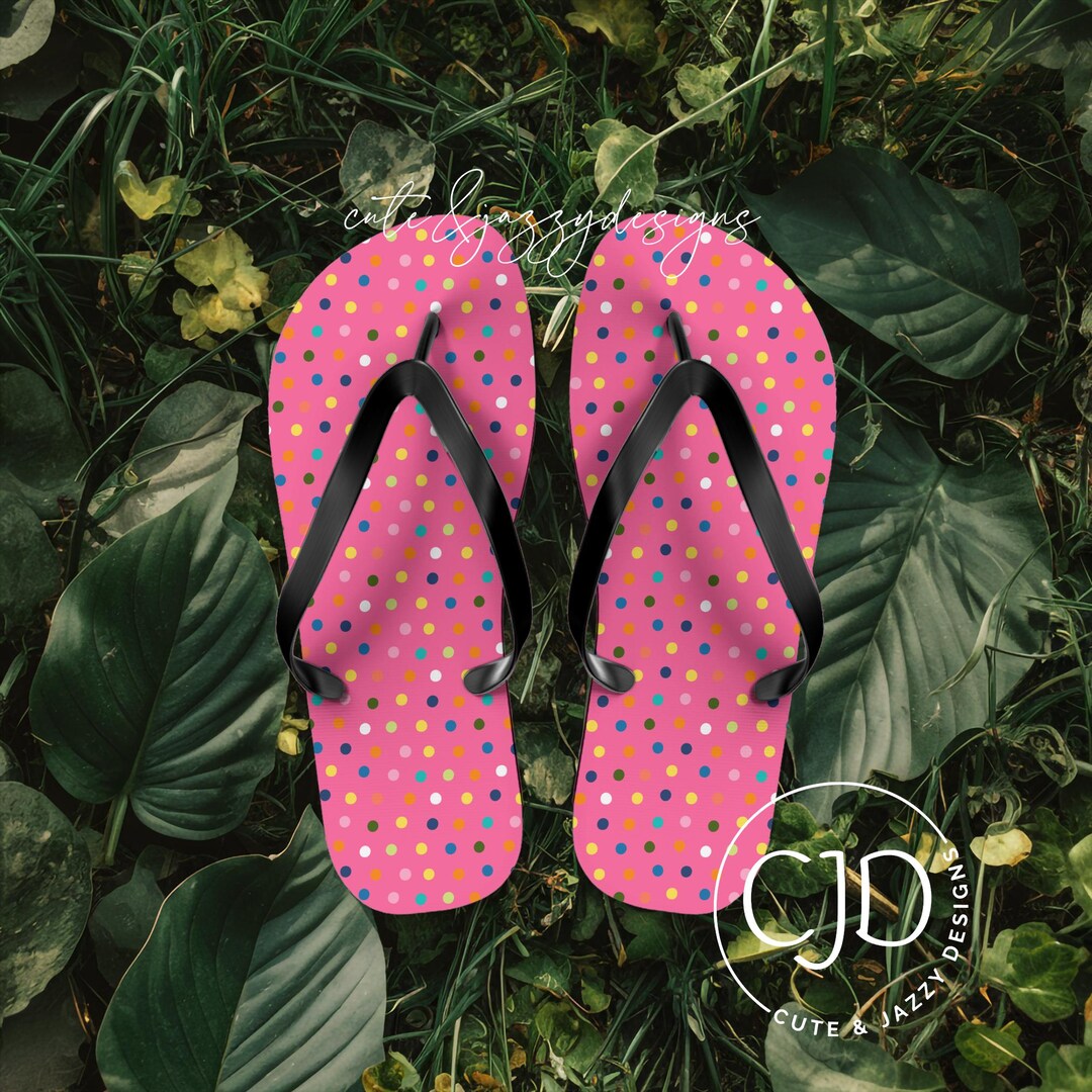 Custom Sublimation Flip Flops Polka Dots Summer Sandals Beachwear ...
