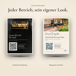 WLAN Aufsteller mit QR-Code & NFC, Gäste-Internet ohne Passwort, individuelles Design im Look deines Betriebs, Tischschild Café Restaurant Bild 2