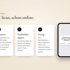 WLAN Aufsteller mit QR-Code & NFC, Gäste-Internet ohne Passwort, individuelles Design im Look deines Betriebs, Tischschild Café Restaurant Bild 3