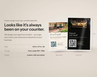Custom Google Review Sign Printable, QR Code Review Us Sign with Your Logo & Business Photo, Restaurant Cafe Salon Sign, Digital File