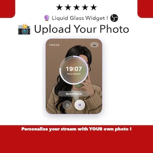 Liquid Glass Pomodoro Timer Widget – Upload je fotostream-overlay (digitale download)