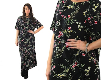 Vintage Blumen Maxi Kleid | 90s Grunge Slip Dress | Hawaii Kleid | Gartenparty-Sonnenkleid | Sommer Mode Kleid | Festival Wear