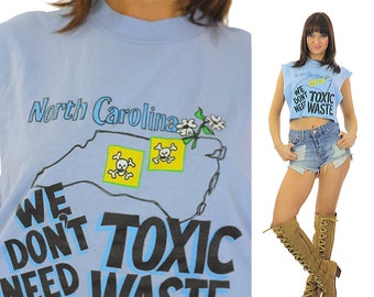 Toxic Waste Tshirt North Carolina Tshirt  Cut off tee shirt Muscle shirt  Sleeveless shirt belly shirt Cropped shirt Environmental Tshirt