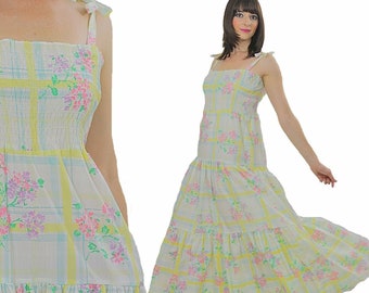 vestido cottagecore vintage 60s 70s pradera floral Medium