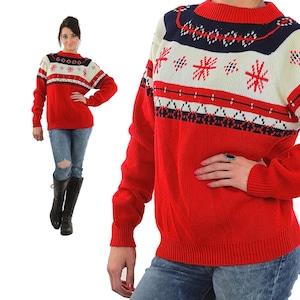Grandpa sweater vintage 80s ski womens Medium Large