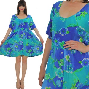 babydoll dress vintage 90s grunge floral festival print blue