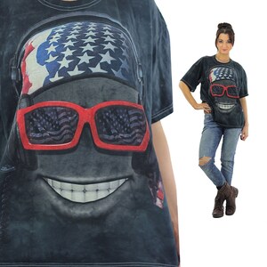 Biker sunglasses tshirt black abstract patriotic tee Large