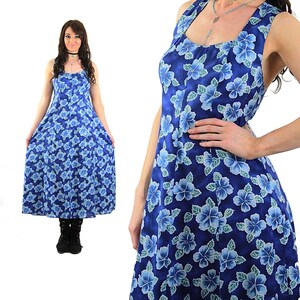 90s floral grunge dress vintage bohemian halter open back sundress
