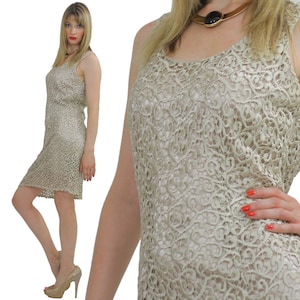 Vintage 90s Sheer lace dress floral wiggle cocktail party Sonya Ratay for SAN ANDRE  M