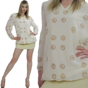 Vintage 80s bubble dress 1980s oversized ivory abstract party dress
