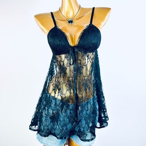 vintage lingerie babydoll sheer see through goth bustier top