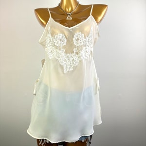 Vintage 80s lace lingerie camisole tank top babydoll grunge fairy sheer mesh blouse size Medium