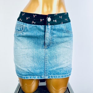 y2k grunge denim mini skirt blue jean skirt faded vintage Small/Medium