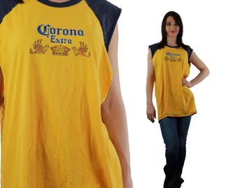 Corona shirt Vintage 90s grunge beer tee graphic sleeveless oversized L