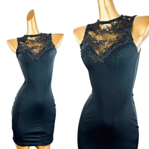 90s goth dress formal black lace mini prom party cocktail dress size Small