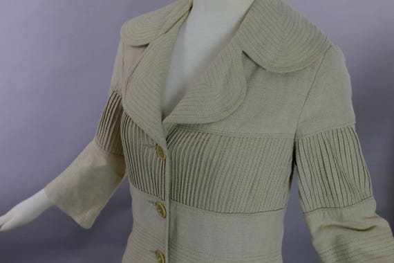 Beige linen coat Vintage 90s boho  designer coat … - image 6