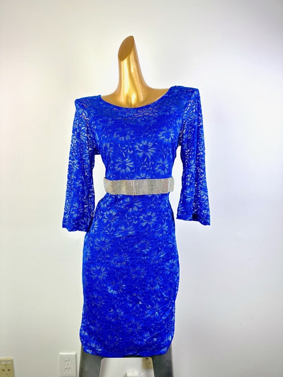 90s Prom Dress Formal Elegant Party Cocktail Homecoming Dress Blue Size Large