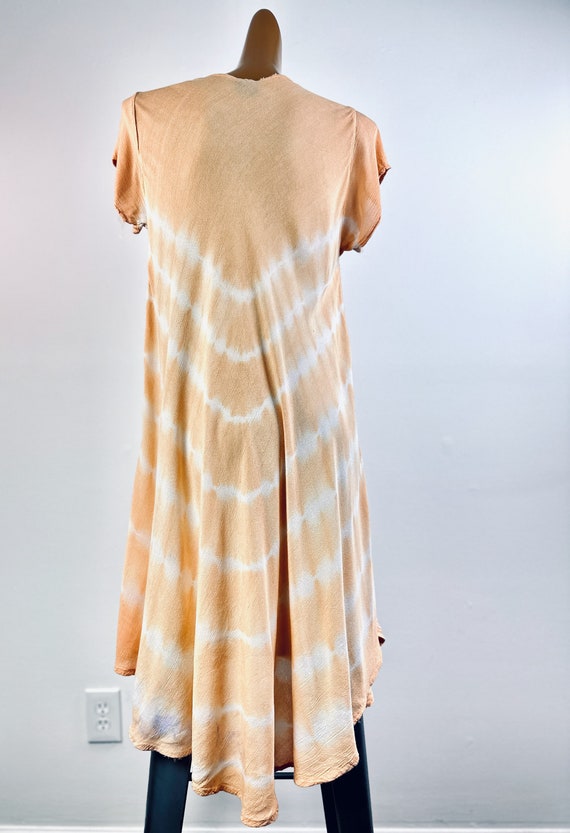70s boho dress embroidered kaftan tie dye print b… - image 9