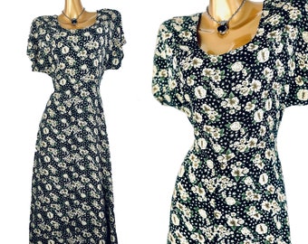 Floral midi dress grunge cottagecore prairie sun dress size medium