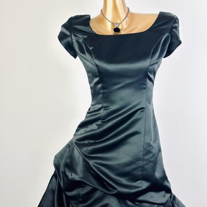 Goth Prom Dress 90s vintage black satin Ballgown wedding guest dress formal image 10