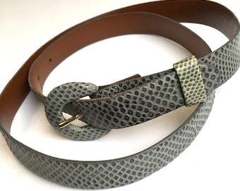 Vintage Lucienne Reptile Belt // Made in France - Etsy Israel display picture 2