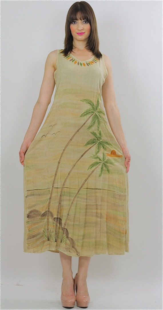 Tropical gauze dress Hippie Bohemian island maxi dre… Gem