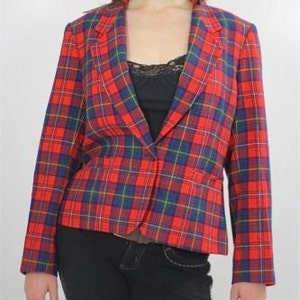 Vintage 70s Red Tartan Plaid Jacket Pendelton label Blazer Top