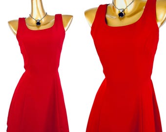 90er Abendkleid kurz rot mini rückenfrei Gr. 3