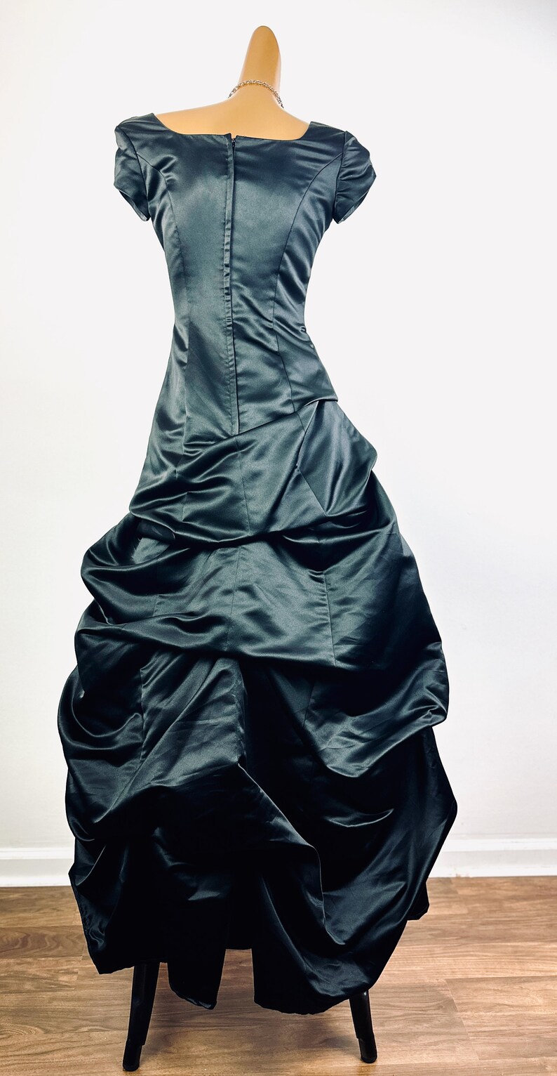 Goth Prom Dress 90s vintage black satin Ballgown wedding guest dress formal image 7